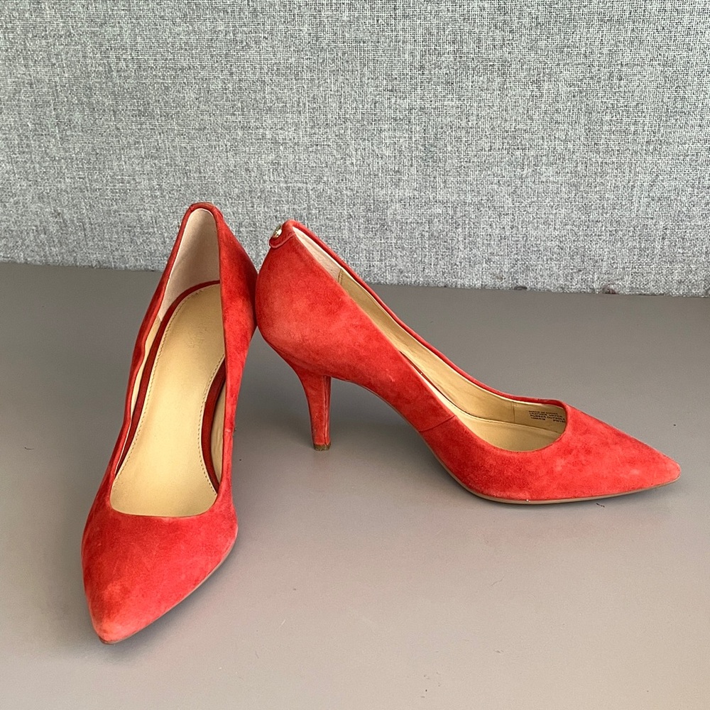 Red suede Michael Kors heels